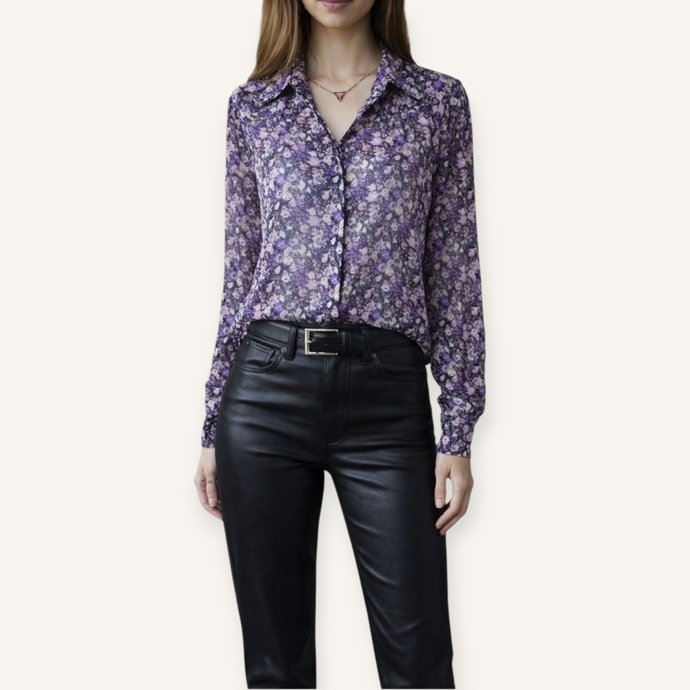 BCBGeneration Sheer Floral Blouse